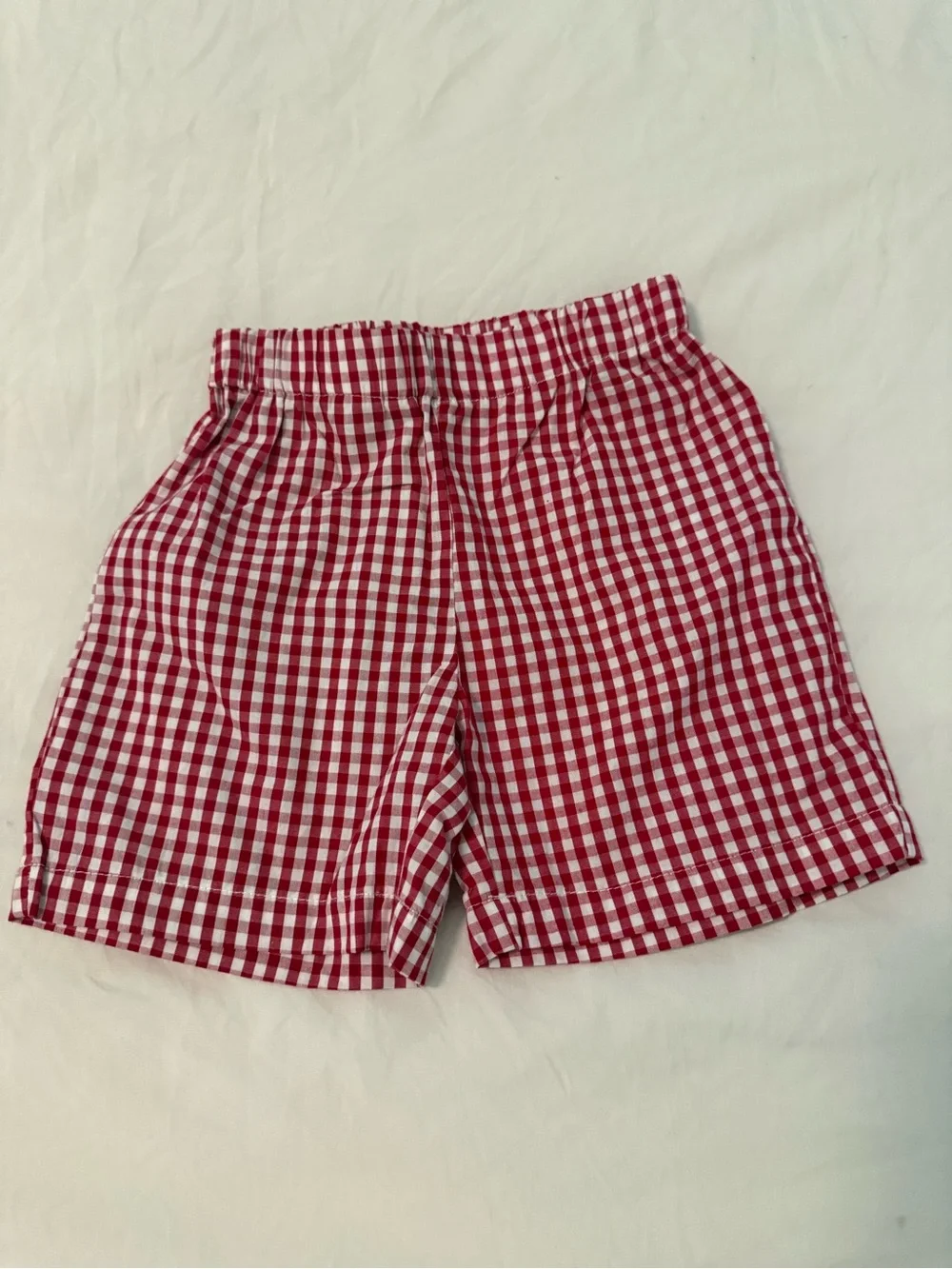 Embroidered set. Red apples and gingham red and white short. So cute!